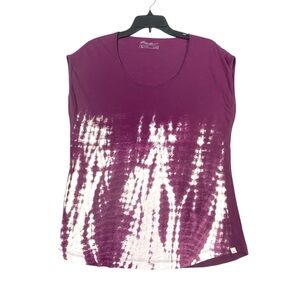 Eddie Bauer Tie Dye Tank Top Women's L Purple White Outdoor Casual Stretch Shirt